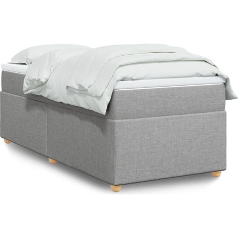 Boxspringbett mit Matratze Hellgrau 90x200 cm Stoff