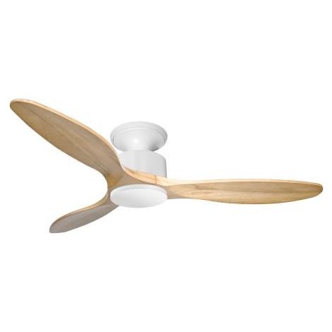 Modulo Low Profile Regular  - un ventilateur pour plafond bas , DC 132 cm Blanc pales bois clair sans Lumière 20 à 40 m²