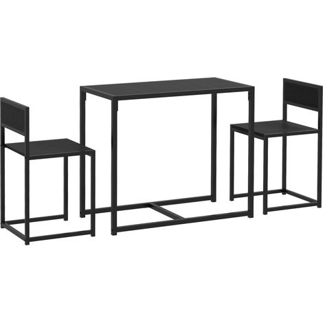 Ensemble table et chaises salle à manger 3 pièces, table avec 2 chaises escamotables, cuisine salon maison, noir (1/5)