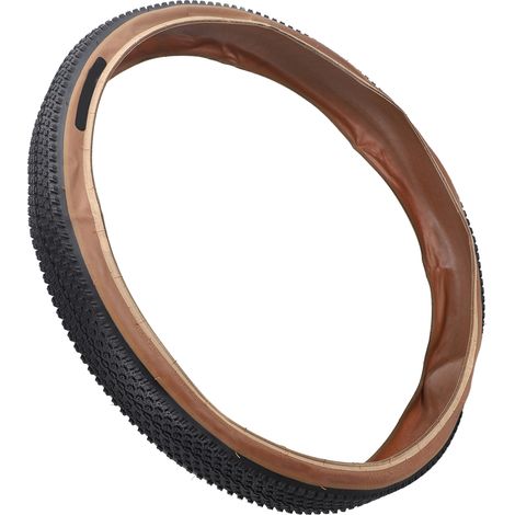 Pneu extérieur de vélo pliable 27,5 x 2,1 pouces, surface de roulement en caoutchouc, remplacement pour VTT et vélo de route, noir et jaune (1/5)