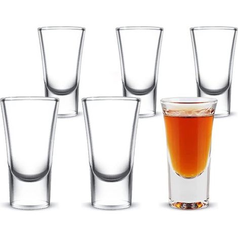 Lot de 6 verres à shot 30 ml, dimensions 4,4 x 6,9 cm, verres à liqueur ronds pour tequila, vodka, whisky et gin (1/5)