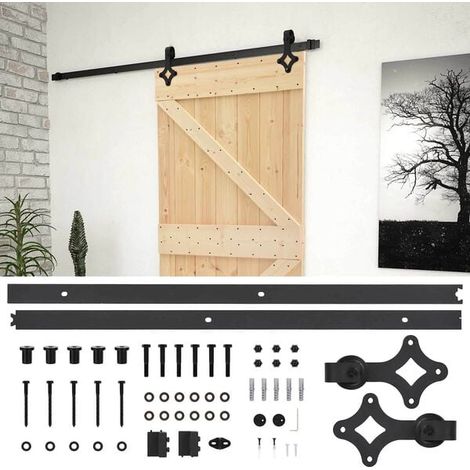 Porte coulissante naturelle et noire, 80 x 210 cm