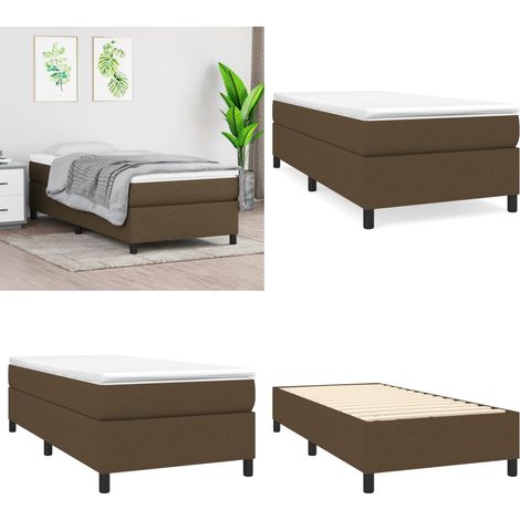 Cadre de lit sans matelas marron foncé 90x190 cm tissu - Cadre De Lit - Lit Double - Literie - Meuble Chambre - Chambre Adulte - Home & Living (1/5)