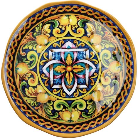 Regalo Italiano Vassoio Tondo Melamina Lemon D 40 Cm H 2 Cm Giallo