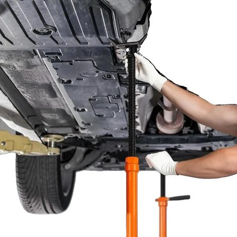 Gato empotrado, capacidad de carga de 0,75 t, rango de elevación de 134-193 cm, construcción de acero, mecanismo de bloqueo automático, manivela giratoria (1/5)