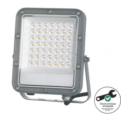 Projecteur mural gris LED IP65, 3000 lumens, conso 30W (éq 160W), Blanc chaud - DIGILAMP (1/5)