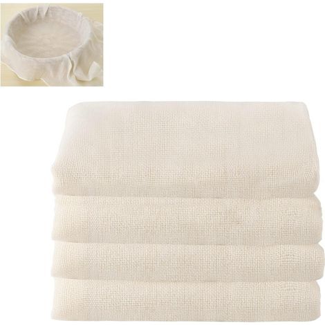 4 Pcs Etamine Alimentaire, 50 x 50 cm Chiffon Cuisine Réutilisable Non Blanchi Lavable Mousseline Alimentaire pour Filtrer Jus Fromage Thé Laits Végétaux Soupes Yaourts (1/5)