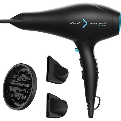 Cecotec Sèche-cheveux ionique Bamba IoniCare 5350 PowerShine Ice. 2600 W de puissance, ions réels, deux buses de précision