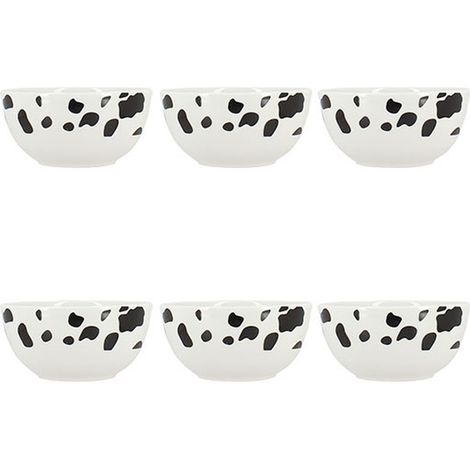 Lot de 6 bols 60cl en porcelaine, VACHE
