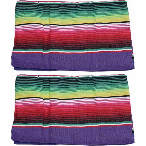 2X Nappe Mexicaine pour les Décorations de Mariage de Fête, Mexicaine Saltillo Serape Couverture Lit en Plein Air Table Cover Cloth Tapisserie Tapis (1/4)