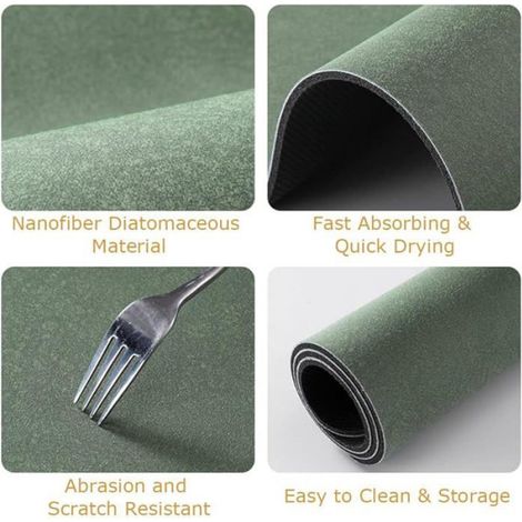 Tapis égouttoir Absorbant évier,40x50cm Tapis de Machine à Café,Silicone Antidérapant Tapis Vaisselle,Gris 40x50cm (1/3)