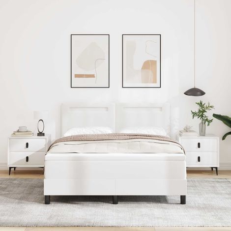 vidaXL Lit à ressorts avec matelas Blanc 140 x 200 cm Simili cuir (1/5)