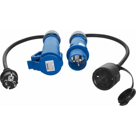 91414 CEE Schuko Adapter Set 230V 16A Stecker Kupplung Verteiler 3-polig IP44
