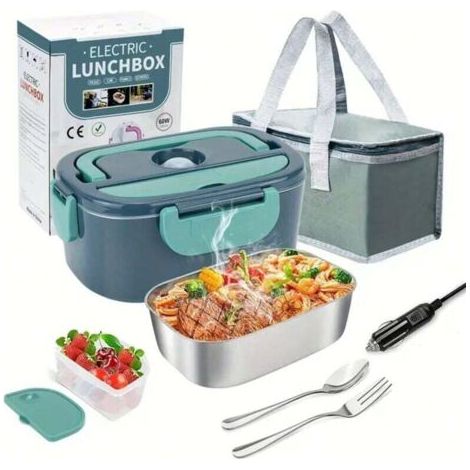 Lunch Box Chauffante, XU, 3 en 1 Boite Chauffante Repas(12V / 24V / 220V), 1.5L Transportable Gamelle Chauffante, 60W Boite a Repas Chauffante pour Voiture, Camion, Maison ou Camping -