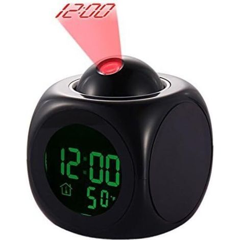 Horloge Digitale de Projection Réveil Silencieux LED Reveille-matin avec Fonction Snooze, 12/24h, Annonce de l'heure, Haut-parleur Intégré, Température et Retroéclairage-