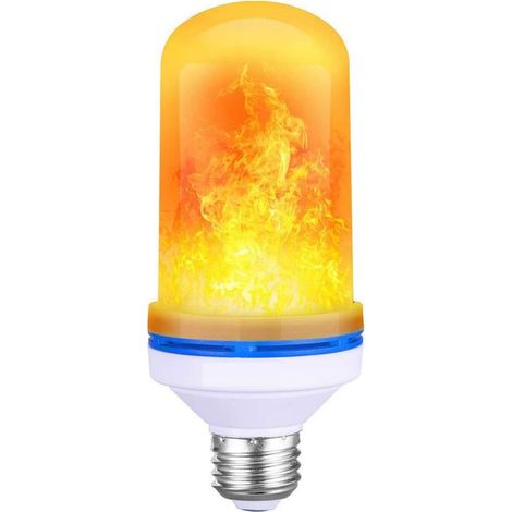 Ampoule de Flamme E27 5W LED Ampoule Effet Flamme, 4 couleurs de flamme d'éclairage, Capteur de Gravité Ampoule à Flamme pour Décoration de Noël Intérieure/Extérieure/Bar/Fête (Jaune) (1/5)