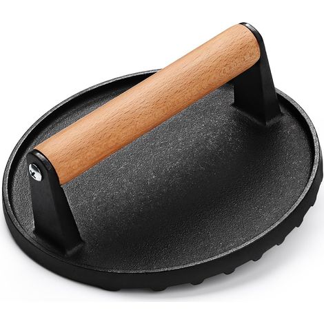 Fleischpresse aus Gusseisen zum Grillen von Steaks - für den Außenbereich - mit Griff - 18 cm. (1/4)