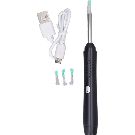 Outil d'extraction de cérumen avec lumière LED, caméra endoscopique 1080p et 4 cuillères en silicone pour une utilisation à domicile (150 mAh). (1/5)
