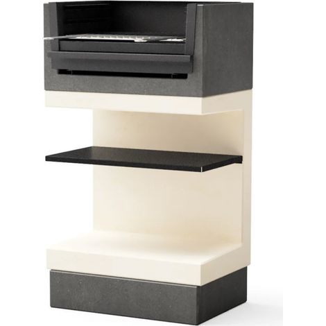 Kitaway Mini-Einbaugrill 63 x 41,5 x 110 cm mit Grillrost 54 x 34 cm Weißer/Schwarzer Betongrill für den Garten (1/5)