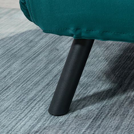 Canapé convertible 3 en 1 en velours bleu foncé, 2 places avec dossier ajustable sur 5 positions et coussins inclus (1/5)