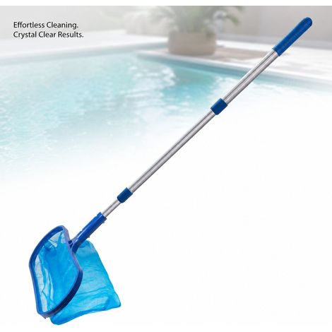 Epuisette de Piscine Télescopique Aluminium Bleu 35-105cm Râteau à Feuilles Léger Robuste Nettoyage Rapide Spa Étang (1/5)