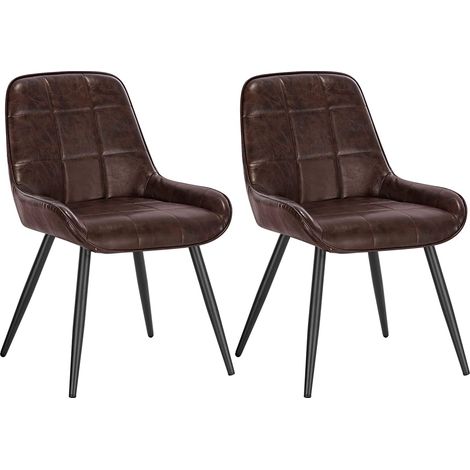 Woltu – Lot de 2 chaises de salle à manger ergonomiques en simili cuir marron foncé – Dossier haut – Pieds métalliques antirouille – BH332DBR2 (1/5)