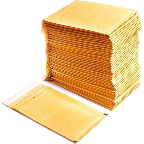 Buste imbottite di carta bolla interna in polietilene, colore marrone, borse per spedizioni con capacità per riporre documenti (200 buste, 100 x 165 mm) (1/5)