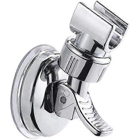 Adjustable shower head holder, removable suction cup, no drilling required, chrome finish, for bathroom (1/5)
