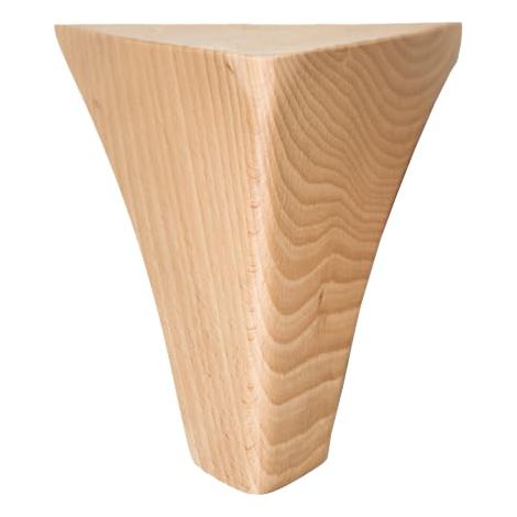 Pata de madera de haya 602 12 cm – Natural – 1 unidad con tornillos rosca madera y fieltros, recambio para sofás y muebles