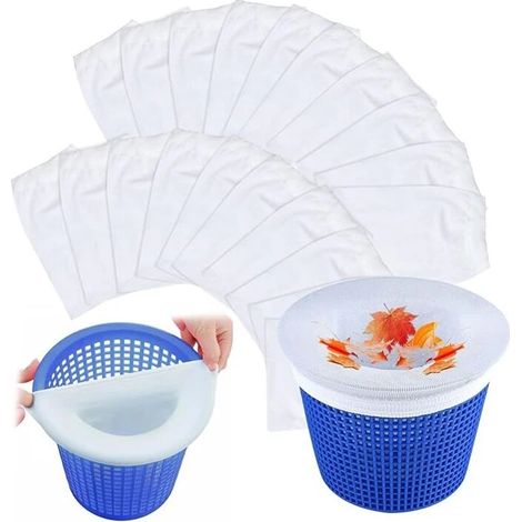 Lot de 20 chaussettes filtrantes réutilisables pour écumoire de piscine, accessoires pour écumoire de piscine (1/4)