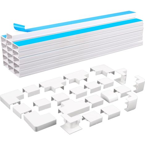 Goulotte Passe Cable, 16pcs Goulottes de Câbles Cache Cable TV Mural, Goulotte Cable Autocollante, Cable Management Montage sur Le Mur pour la Gestion des Câbles Maison Bureau-400x30x15mm (1/5)