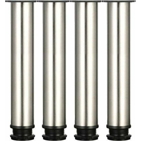 4 Pieds Réglables 300 mm De Hauteur épaissir les pieds d'armoire Pieds de table Pieds de meubles, Acier inoxydable brossé, Hauteur réglable 0-15 mm Venez avec des vis en acier inoxydable (1/5)