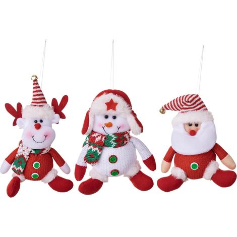 Ornements d'arbre de Noël, poupée d'élan de Bonhomme de Neige de Père Noël Ornement de Vacances à Suspendre, pour Chambre à Coucher, Bureau, cheminé