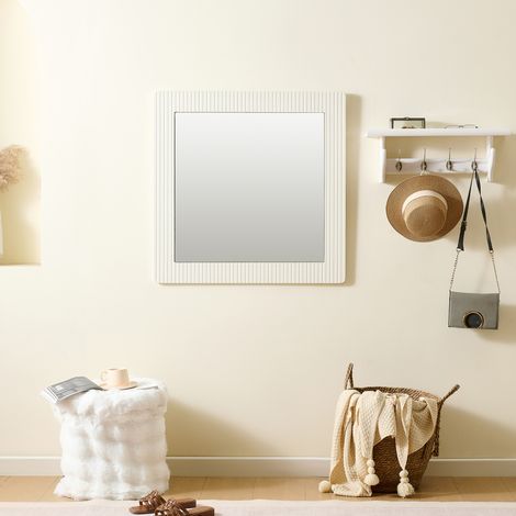 OKMYHOME Espejo de pared cuadrado 80x80 cm blanco, marco MDF, diseño moderno (1/5)