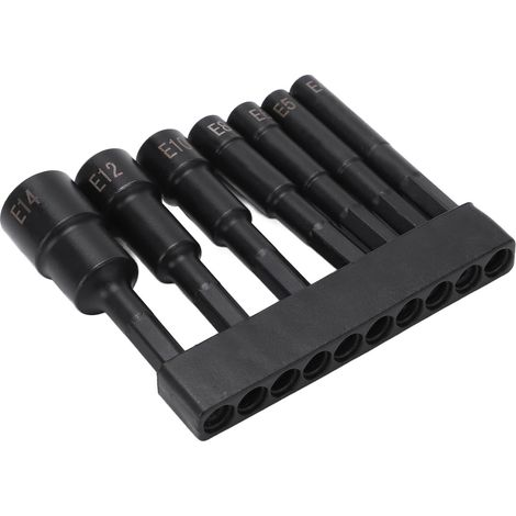 Jeu de 7 clés à douille Torx hexagonales, diamètre 1/4 pouce, tournevis antivol CRV E4 E5 E6 E8 E10 E12 E14 (1/5)