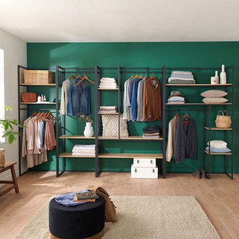 Conjunto de 4 percheros de madera y metal ASHTON