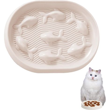 Gamelle anti-glouton pour chat, Gamelle puzzle blanche pour chat, Gamelle anti-glouton pour chat, Gamelles pour chat mangeant lentement, Gamelle labyrinthe mignonne pour chat, Gamelle anti-glouton pou (1/5)