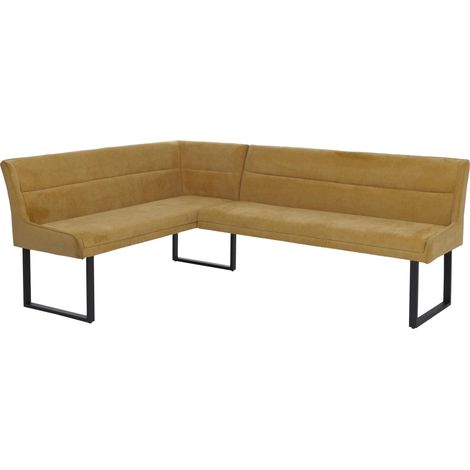 Panca angolare HHG-515, sala da pranzo, stoffa ciniglia/tessuto Öko-Tex (310 g/m²) metallo 159 x 210 cm, giallo senape