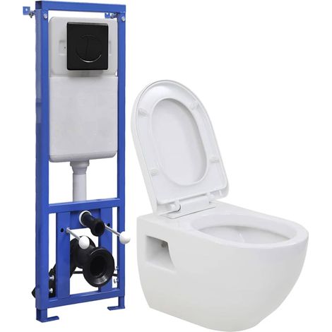 Toilette suspendue au mur Pack WC suspendu - avec réservoir haut caché Céramique BV357435 - BonneVie (1/5)