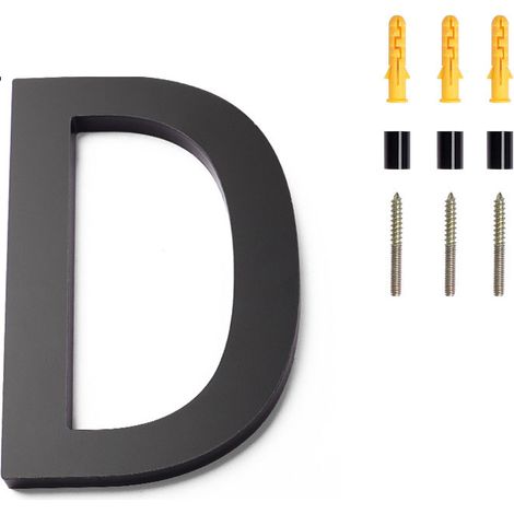 Placa de número de puerta moderna de acero inoxidable cepillado – 152 mm (6 pulgadas) de alto, acero inoxidable negro macizo (letra D) (1/5)