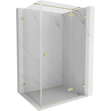 Paroi de douche Mexen Lunar T à porte battante droite 110 x 100 cm, transparent, or brossé - 834T-110-100-55-00-P (1/5)