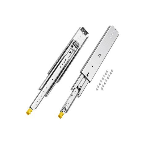 1 Par de Correderas Dobles para Cajones de Extensión Completa, Carga de 226,8 kg, Rodamiento de Bolas con Riel Deslizante para Cajones de Montaje Lateral con Bloqueo, 490 x 76 x 19,5 mm (1/5)