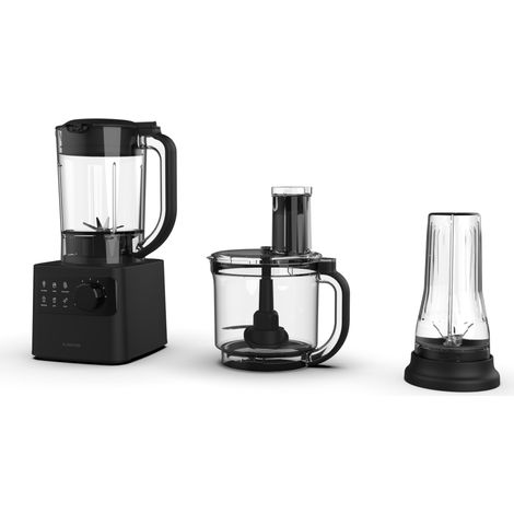 Klarstein Velaire Küchenmaschine mit Mixer – 1200 W Multifunktions-Küchenmaschine, 2-Liter-Schüssel, 1,75-Liter-Mixer, 6 Programme & Geschwindigkeiten, Entsafter & Fleischwolf-Aufsätze