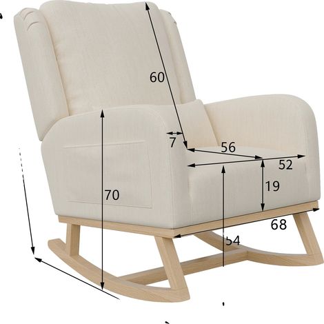 Fauteuil à bascule, dossier haut, coussin lombaire, BLANC (1/2)