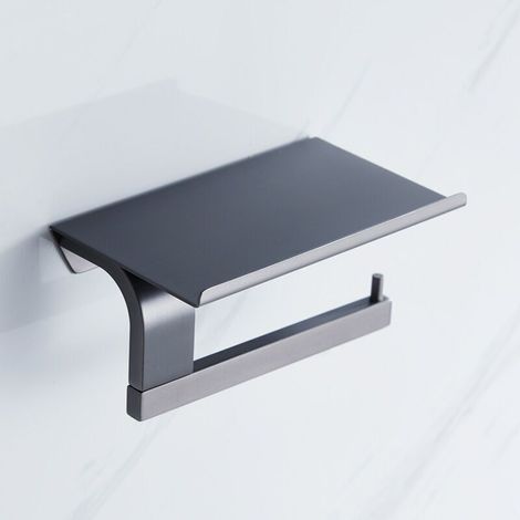 Porte-papier toilette mural et support pour téléphone portable Porte-papier toilette en acier inoxydable poli (1/4)