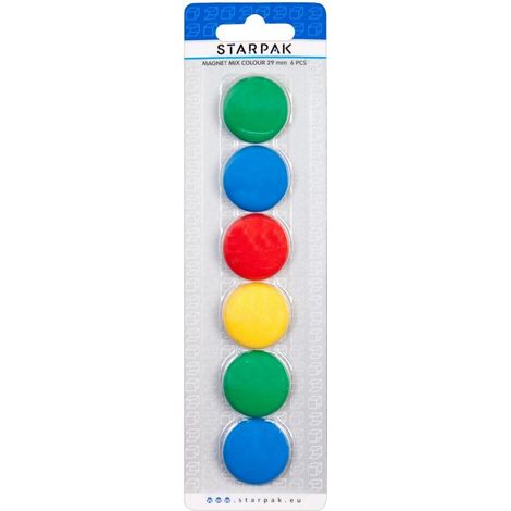 Magneti assortiti di colori, diametro 29 mm, 6 pezzi