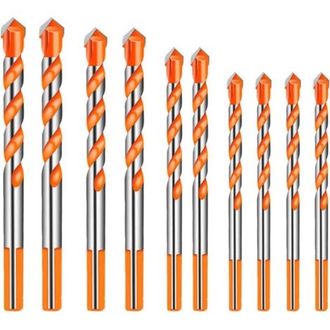 De Tungstène Maçonnerie Foret pour Porcelaine 10 Pièces Ensemble 6/8 /10 /12mm Carbure Céramique Métal Acier (1/4)