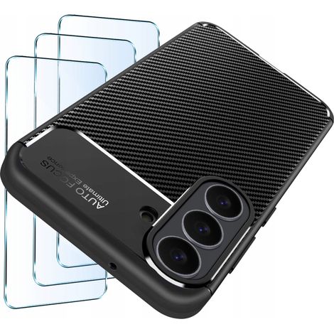 Samsung S25 FE Panzergehäuse-Set aus Carbon + 3 Displayschutzfolien aus Glas (1/5)
