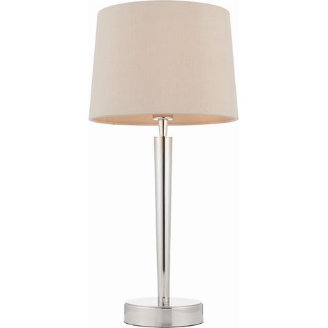Endon Syon - Lampada da tavolo 1 luce nichel brillante, finta seta visone, attacco E14 (1/5)