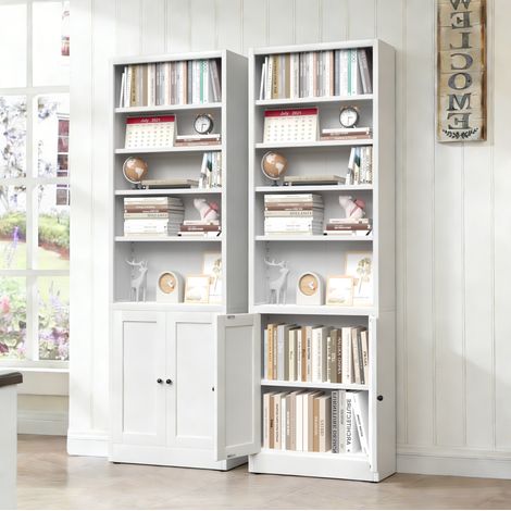 Libreria in metallo bianca 180x60x23,6 cm con contenitore salvaspazio FloraGrace (1/5)
